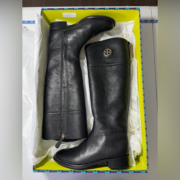 Tory Burch Shoes - Tory Burch Junction Riding Boot in Black Tumbled Leather with box
